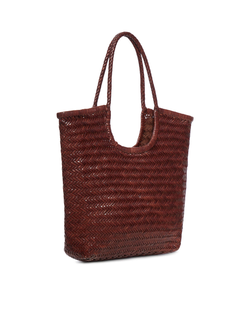 NS DIAGONAL LEATHER TOTE BAG