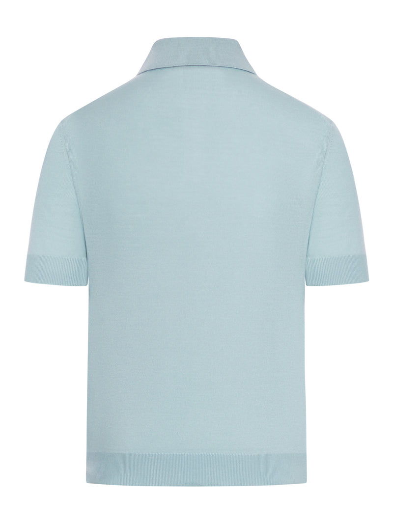 WOOL AND SILK KNITTED POLO SHIRT