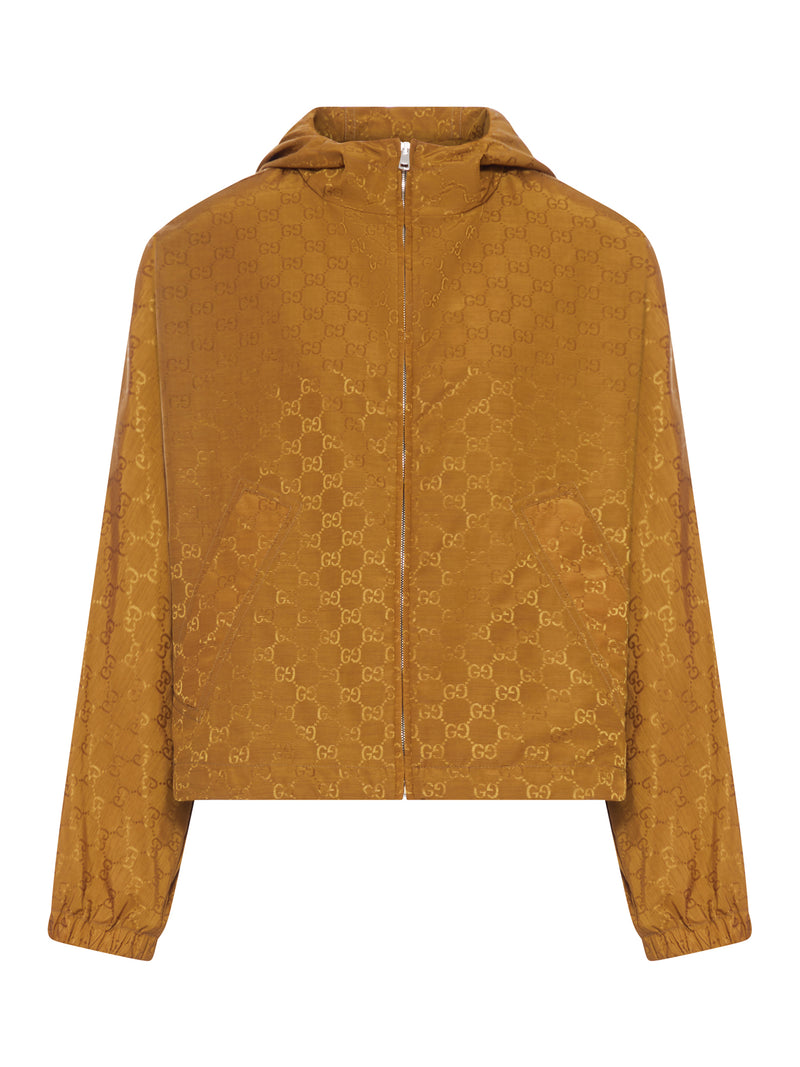 SHORT JACKET IN TECHNICAL JACQUARD FABRIC WITH ALL-OVER GG PATTERN