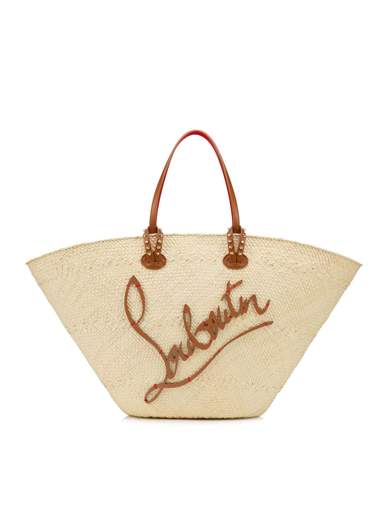 LARGE CABATA TOTE BAG IN RAFFIA AND CALFSKIN
