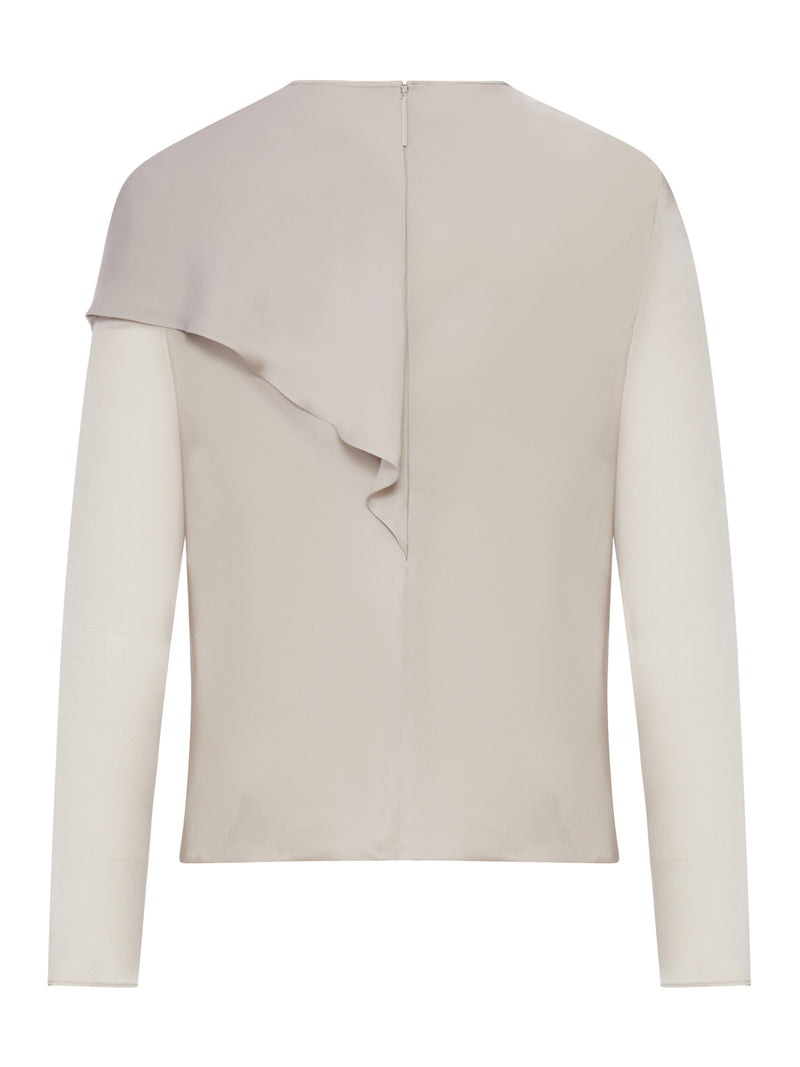 DRAPED SILK CHARMEUSE BLOUSE