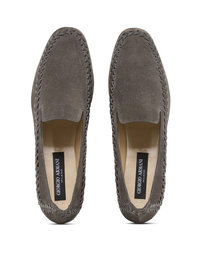 SLIP-ON SUEDE SNEAKERS WITH WOVEN EMBROIDERY