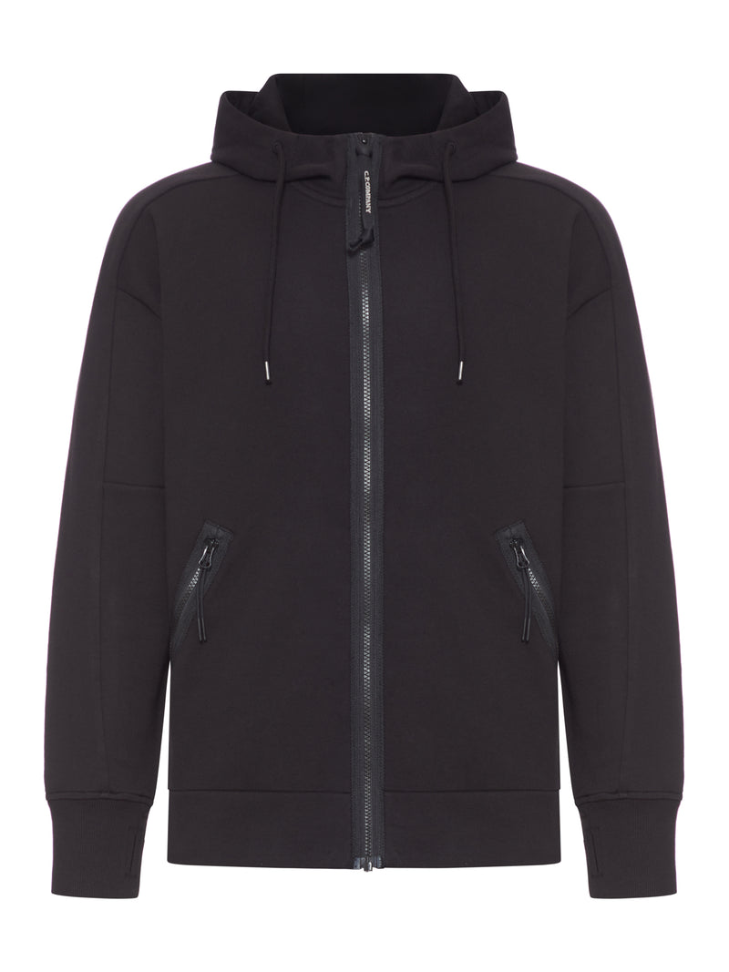 GOGGLE HOODIE IN DIAGONAL RAISED FLEECE
