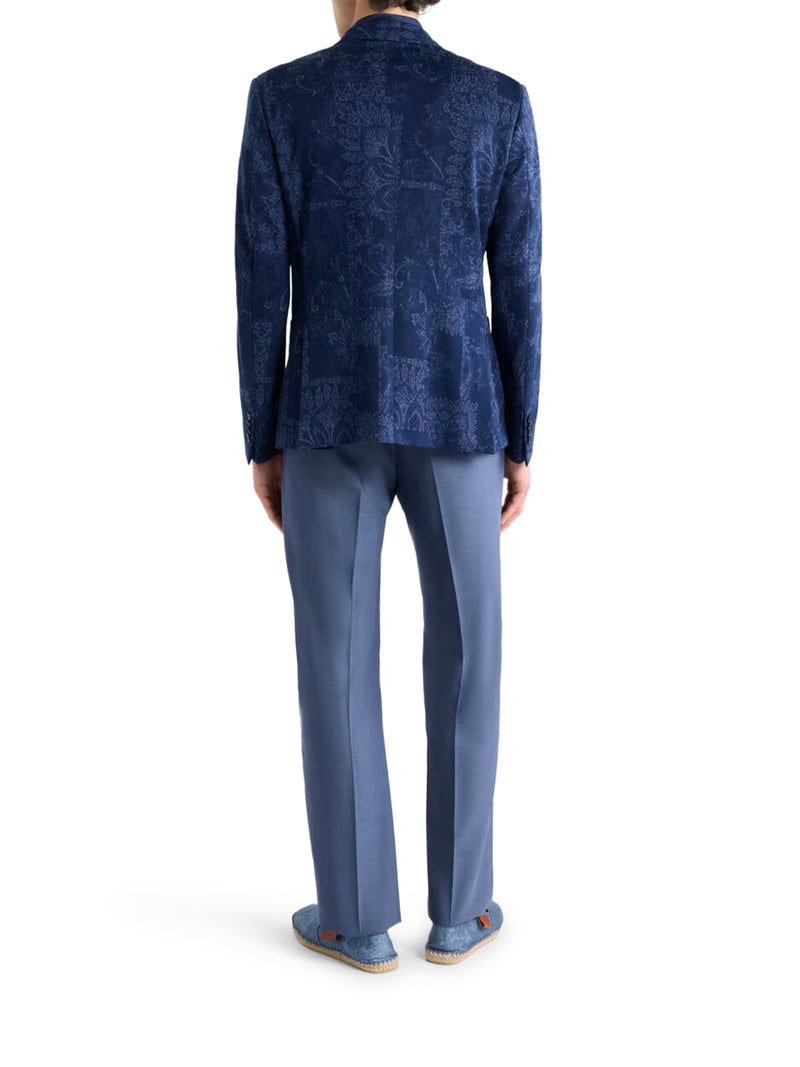 SINGLE-BREASTED JACQUARD COTTON JACKET WITH FLORAL PATTERN