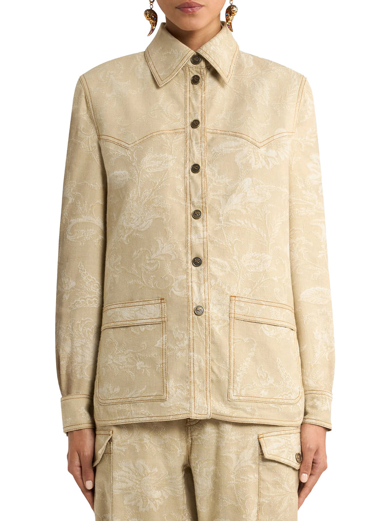JACQUARD OVERSHIRT WITH TONE-ON-TONE FLORAL PATTERN