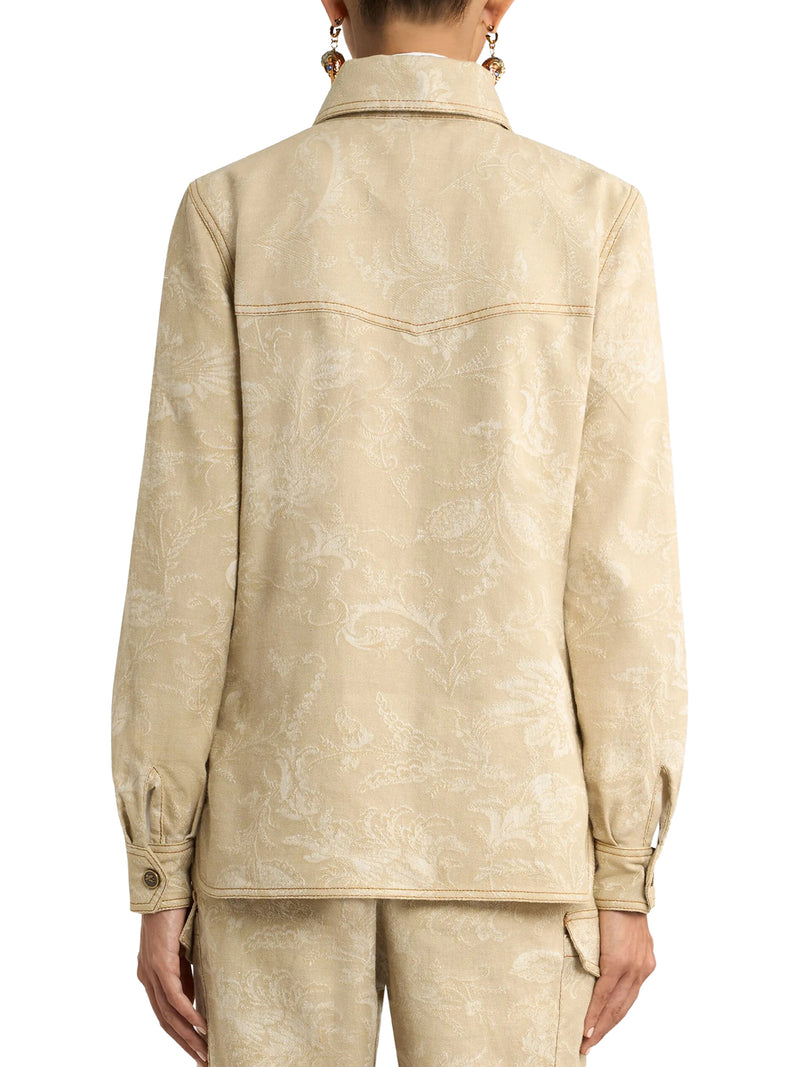 JACQUARD OVERSHIRT WITH TONE-ON-TONE FLORAL PATTERN