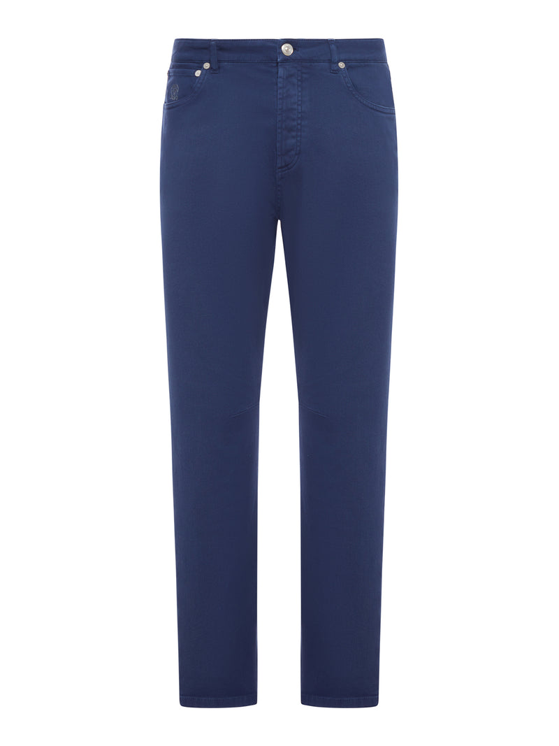 FIVE-POCKET GARMENT-DYED DENIM TROUSERS