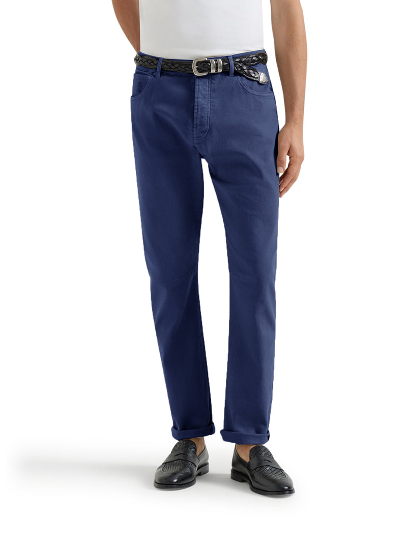 FIVE-POCKET GARMENT-DYED DENIM TROUSERS
