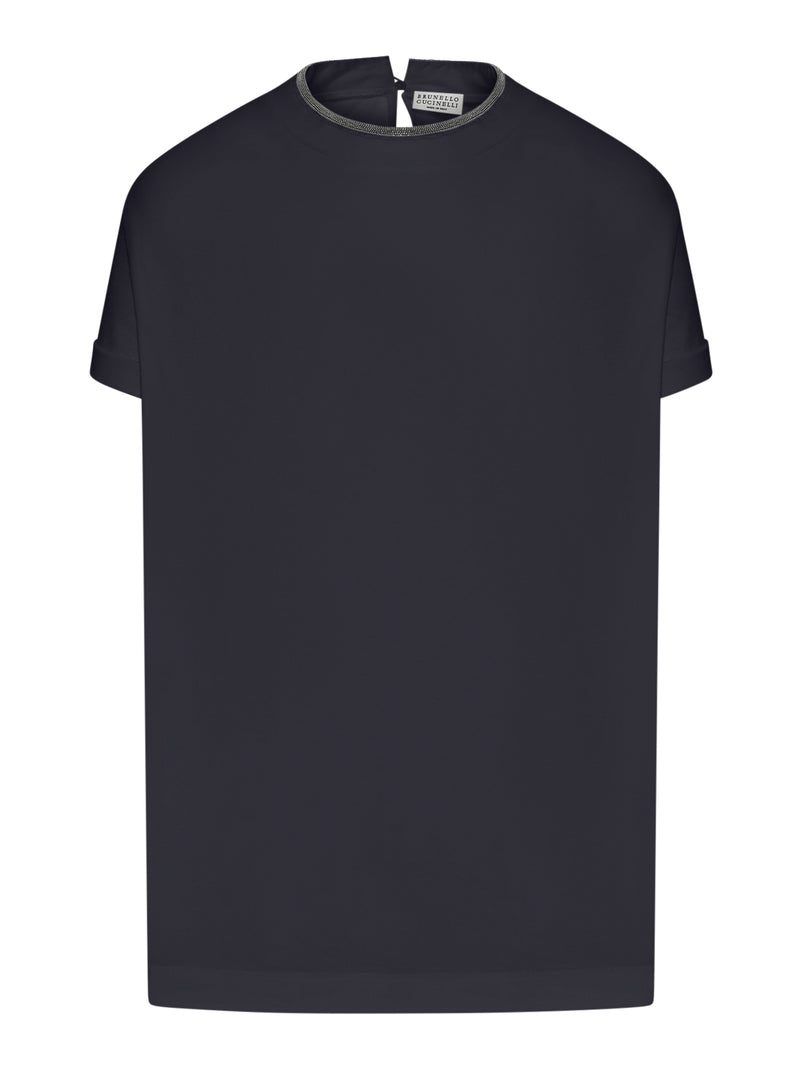 JERSEY T-SHIRT WITH PRECIOUS FAUX LAYERING
