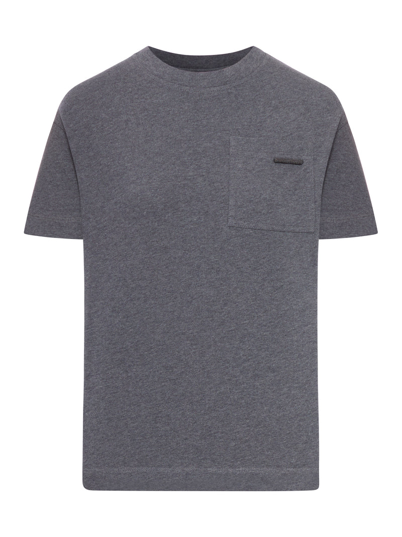 CREW NECK COTTON T-SHIRT WITH MOBILE APPLICATION