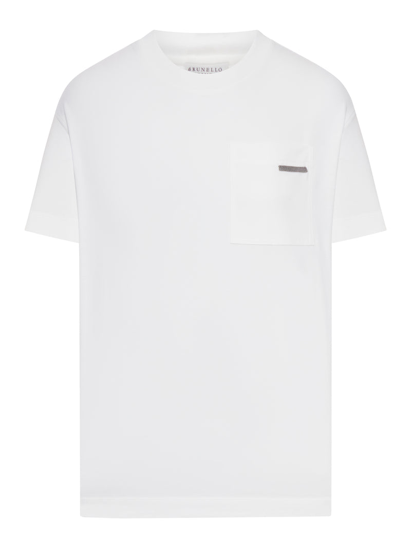 CREW NECK COTTON T-SHIRT WITH MOBILE APPLICATION