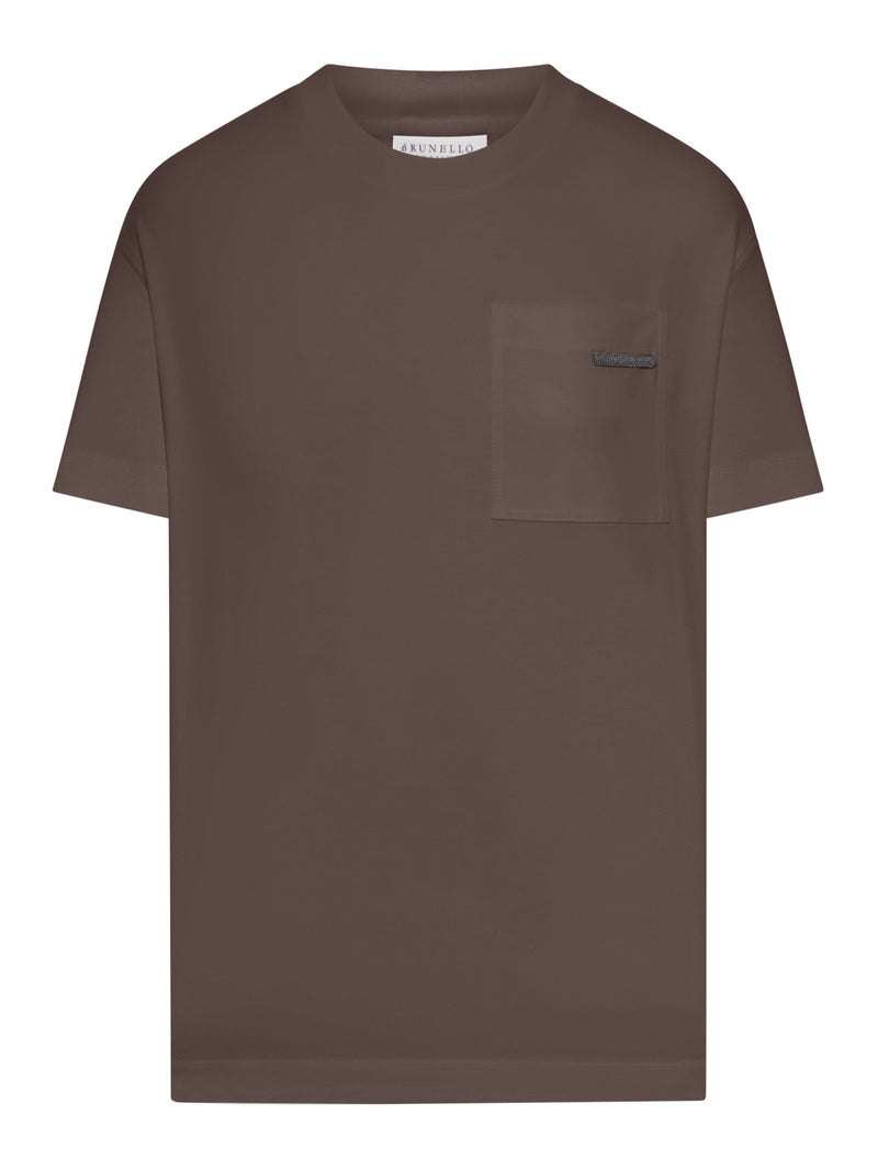 CREW NECK COTTON T-SHIRT WITH MOBILE APPLICATION