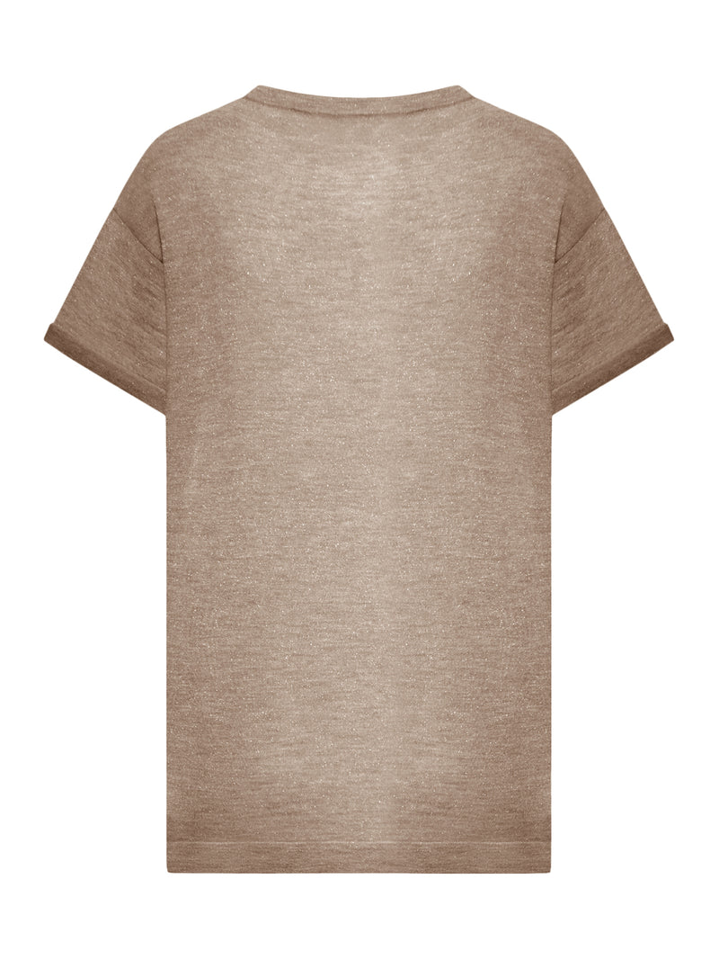 LIGHTWEIGHT CASHMERE AND SILK SWEATER WITH LUREX INSERTS