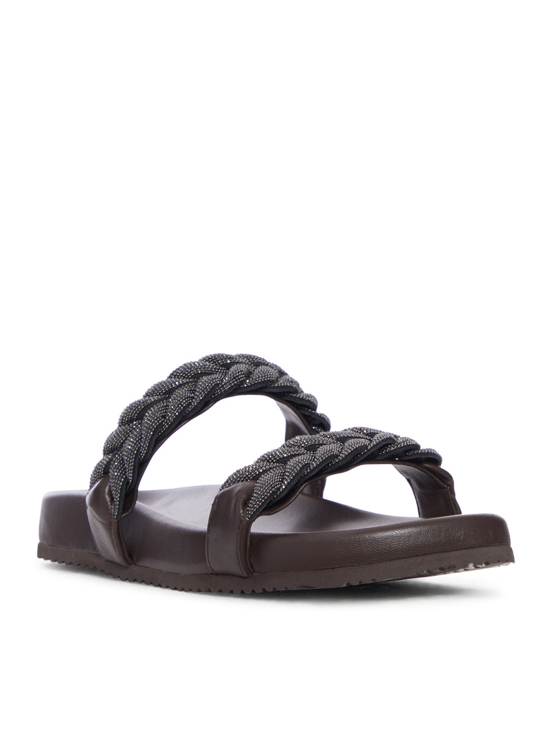 LEATHER SANDALS WITH PRECIOUS BRAIDED STRAPS
