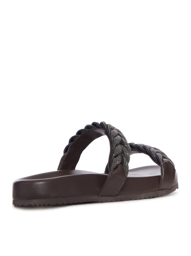 LEATHER SANDALS WITH PRECIOUS BRAIDED STRAPS