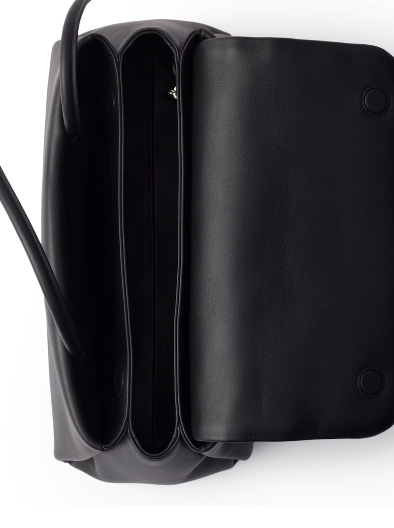 PRADA PASSAGE MEDIUM LEATHER BAG WITH RE-NYLON FLAP