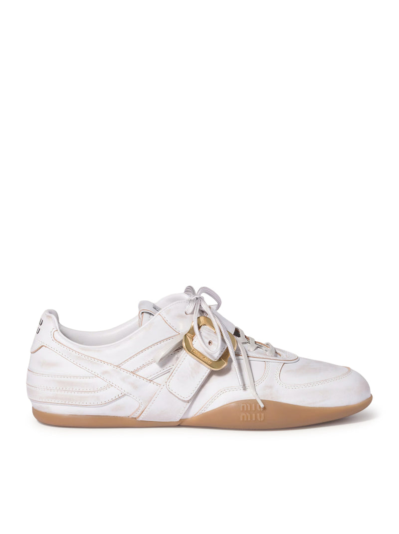 GYMNASIUM LEATHER SNEAKERS WITH BUCKLE