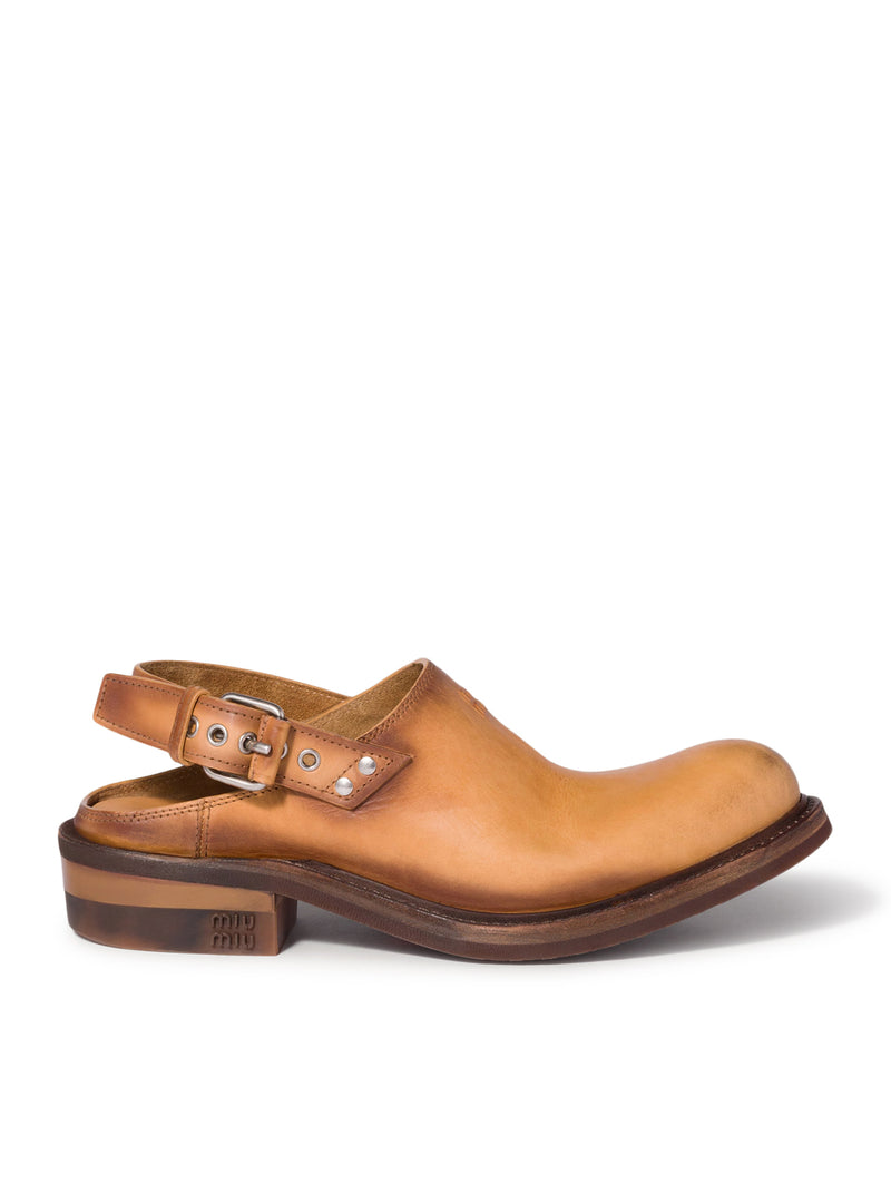 LEATHER FOULE SABOT