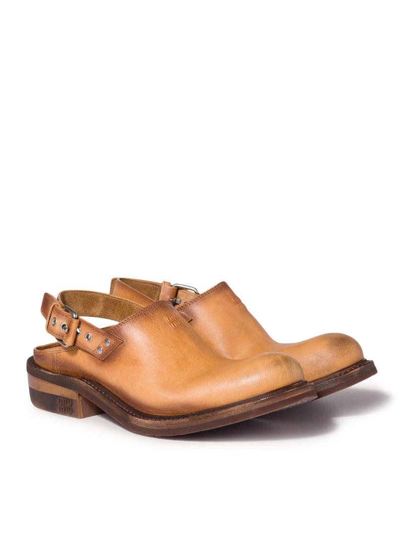 LEATHER FOULE SABOT