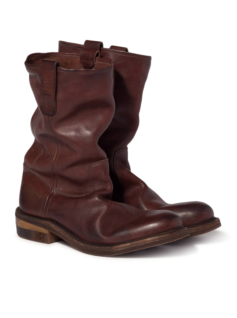 FOULE CALF LEATHER ANKLE BOOTS