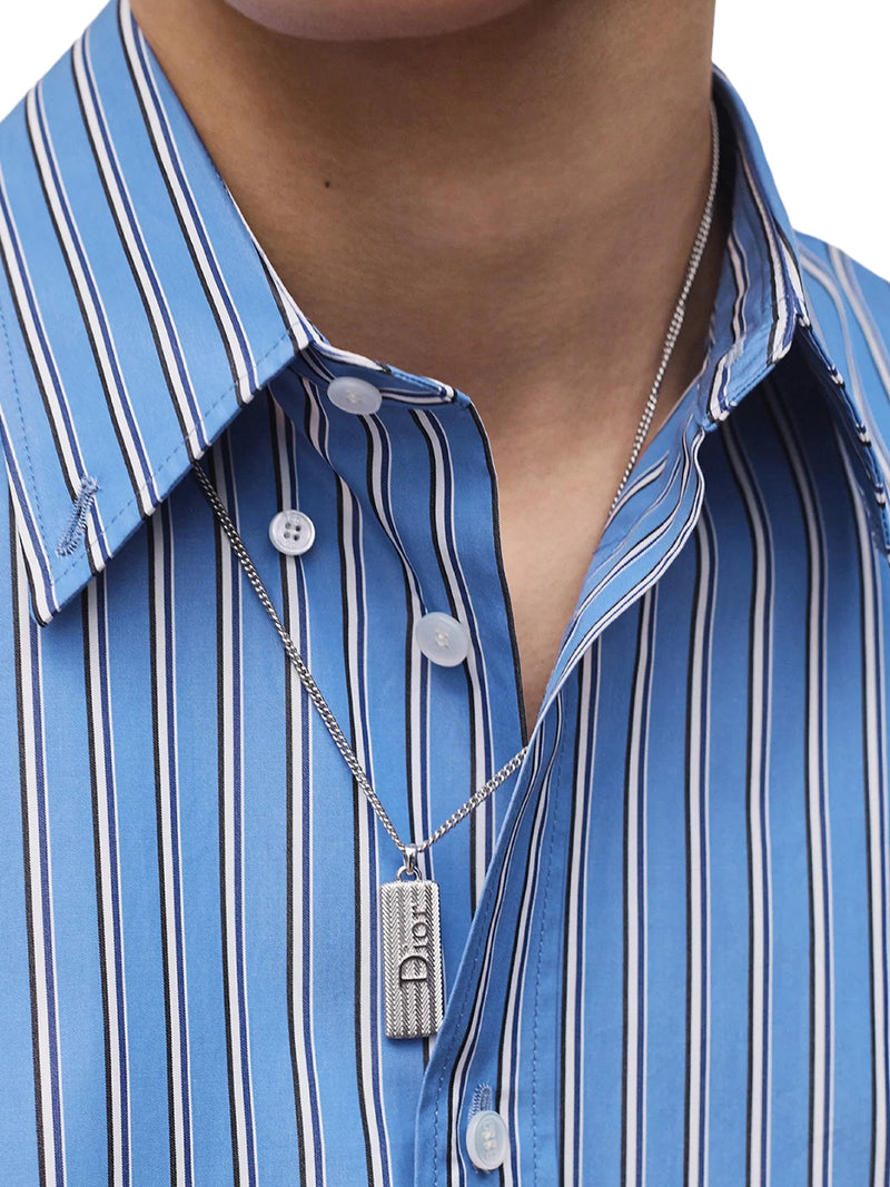 DIOR GUILLOCHÉ PLATE PENDANT NECKLACE