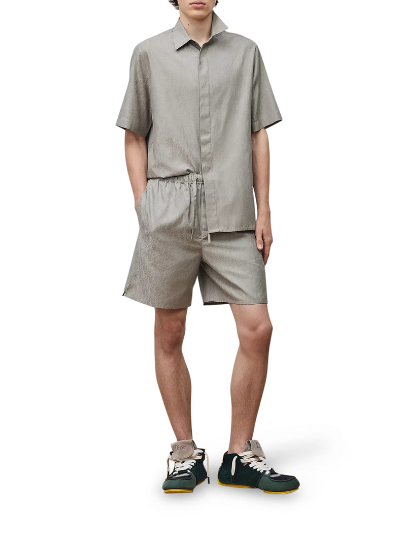SHORT-SLEEVED OBLIQUE JACQUARD COTTON AND SILK SHIRT
