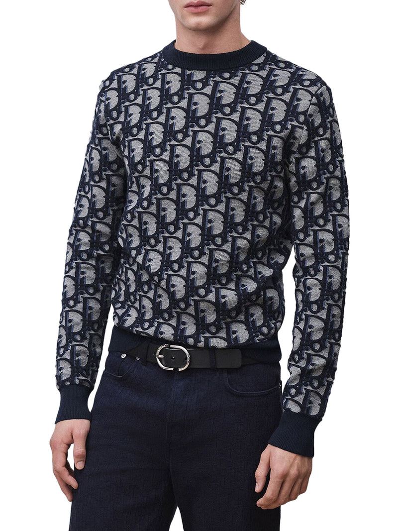 DIOR OBLIQUE JACQUARD SWEATER IN COTTON, WOOL AND SILK BLEND