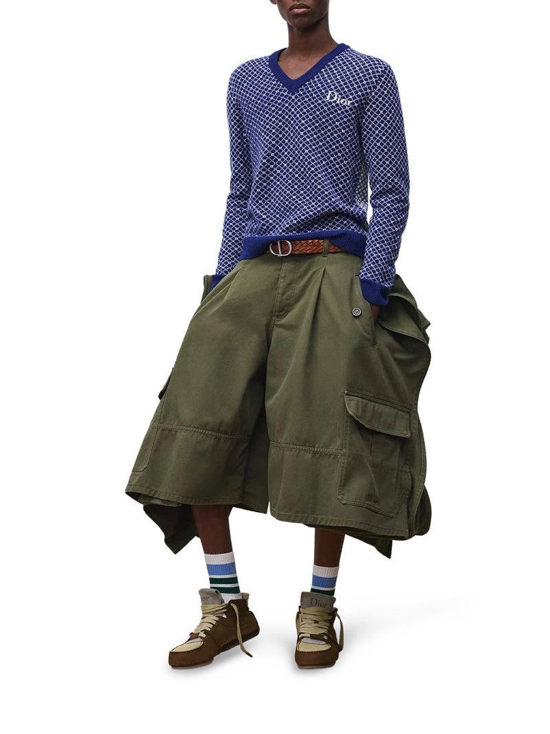 BLUE WOOL JACQUARD SWEATER