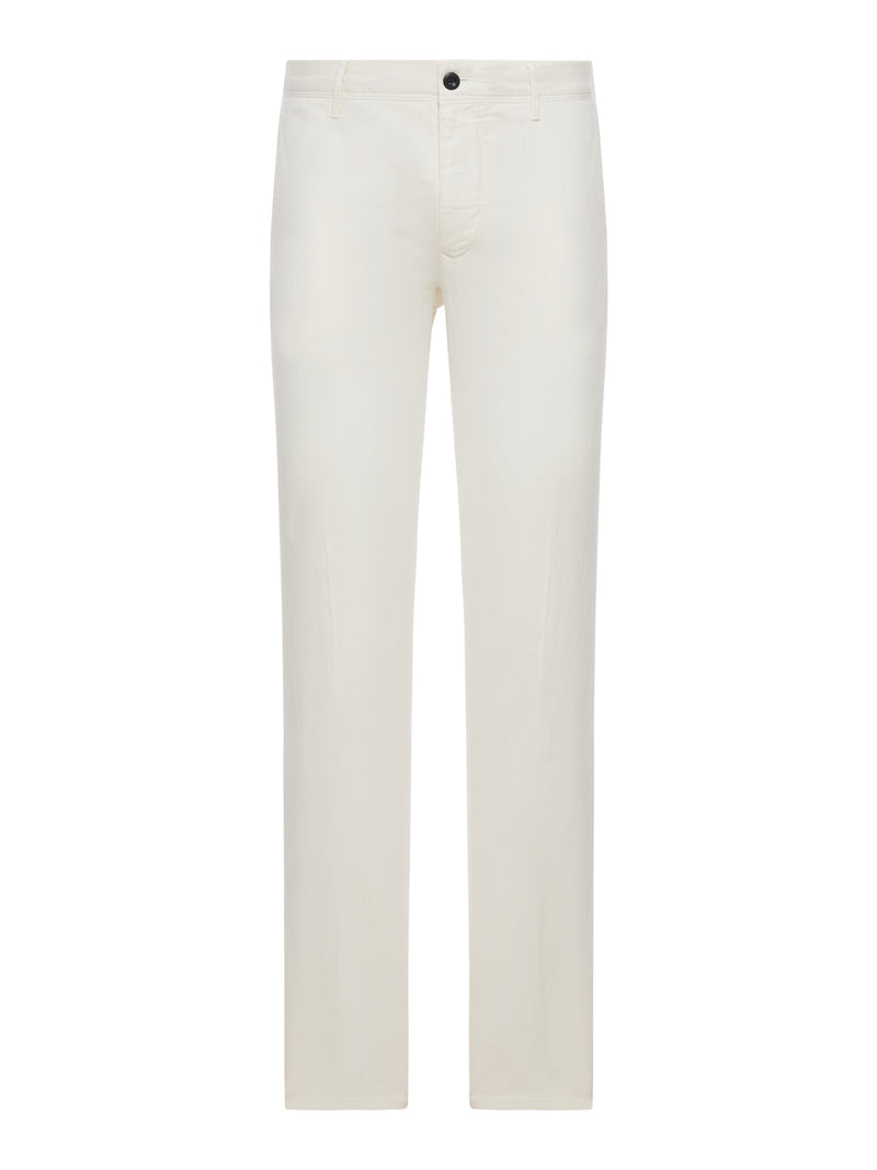 STRETCH COTTON AND LINEN BLEND TROUSERS