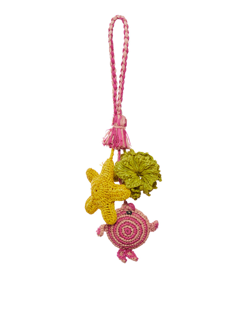 DECORATIVE PINK FISH CHARMS IN RAFFIA