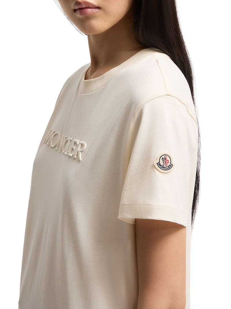 COTTON T-SHIRT WITH EMBROIDERED TONE-ON-TONE LOGO