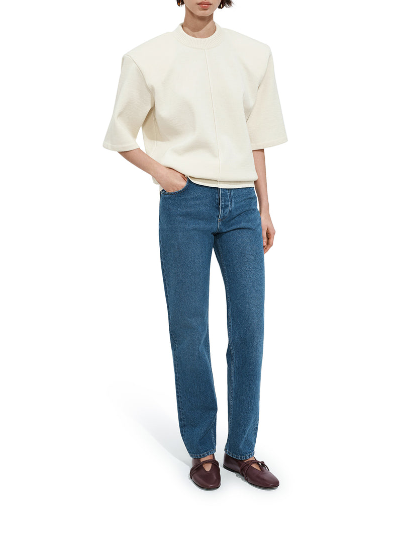 STRAIGHT LEG MEDIUM WASH JEANS