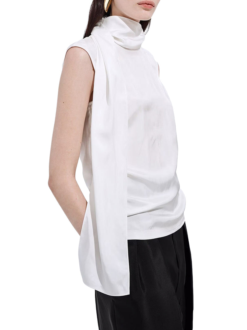 SILK STRETCH SATIN TOP
