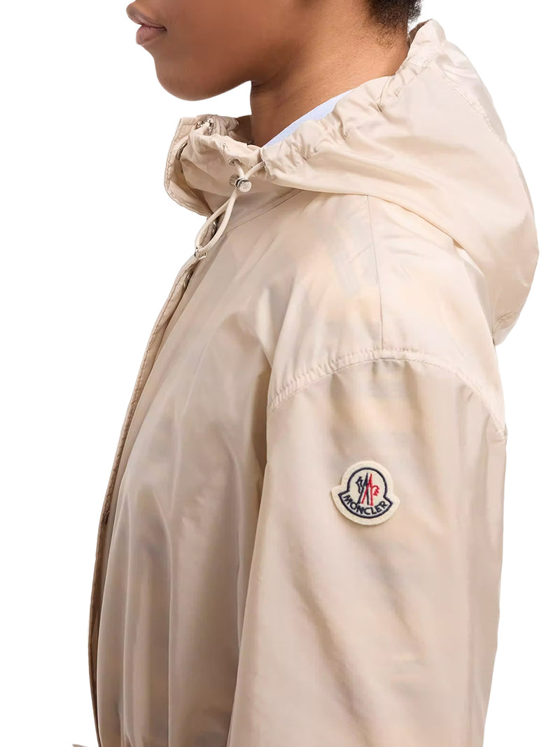 MIDI WETEAU JACKET WITH HOOD AND RUFFLES