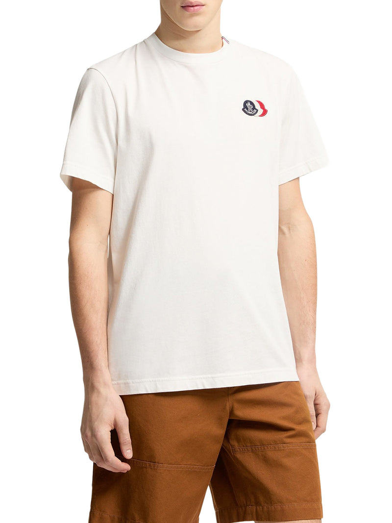 COTTON T-SHIRT WITH EMBROIDERED TRICOLOR LOGO