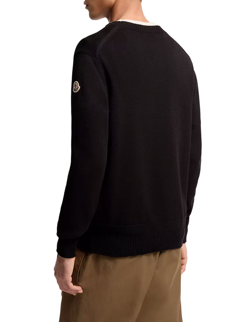 COTTON SWEATER WITH LOGO PATCH