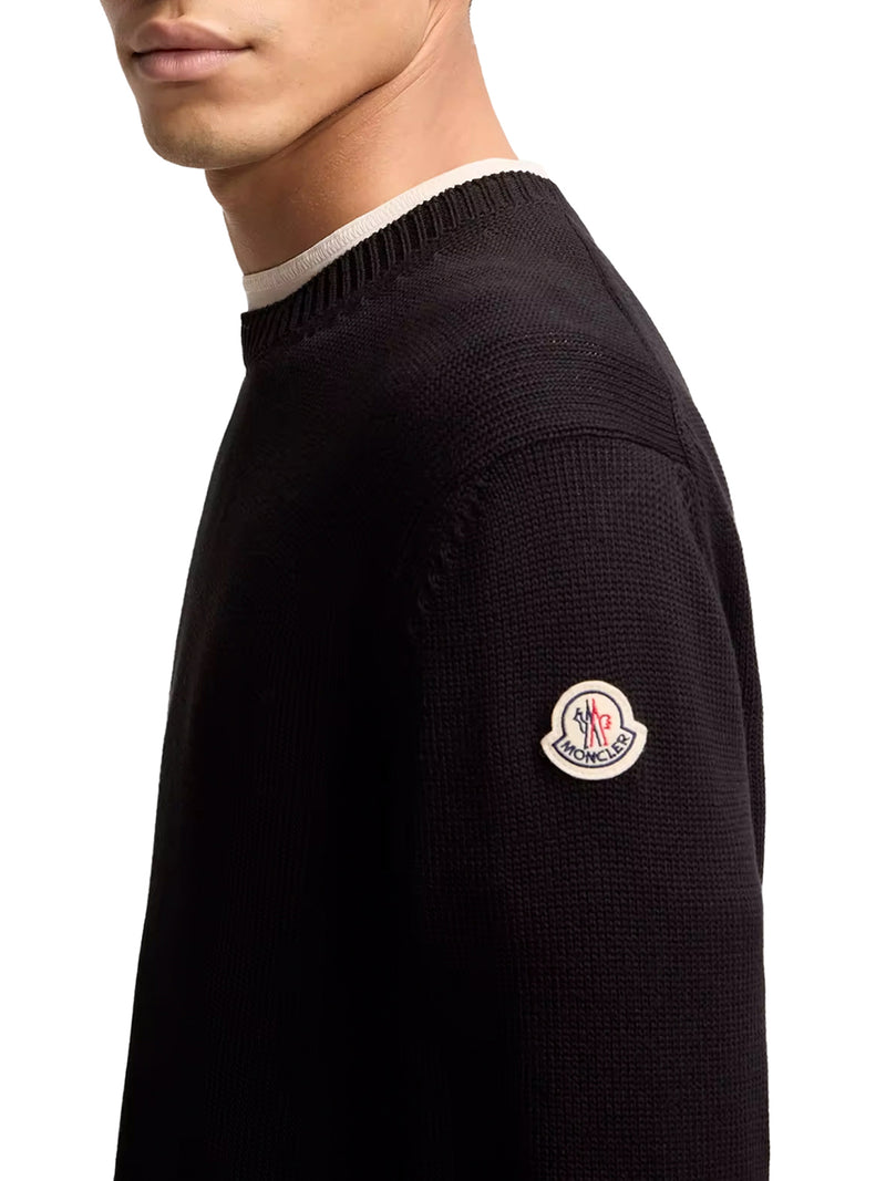 COTTON SWEATER WITH LOGO PATCH