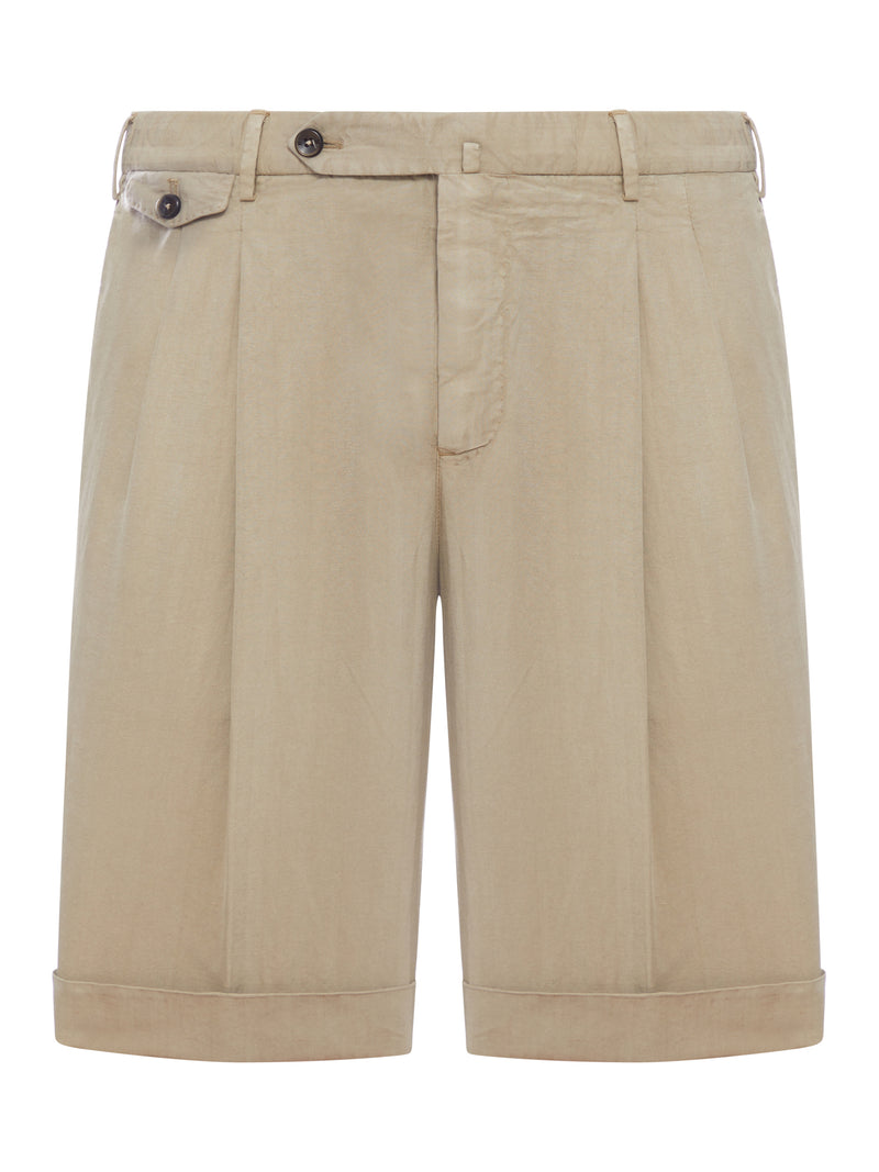 LINEN BLEND BERMUDA SHORTS