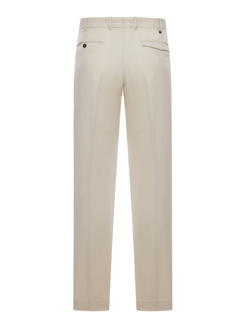 TAILORED TROUSERS IN LINEN AND COTTON BLEND