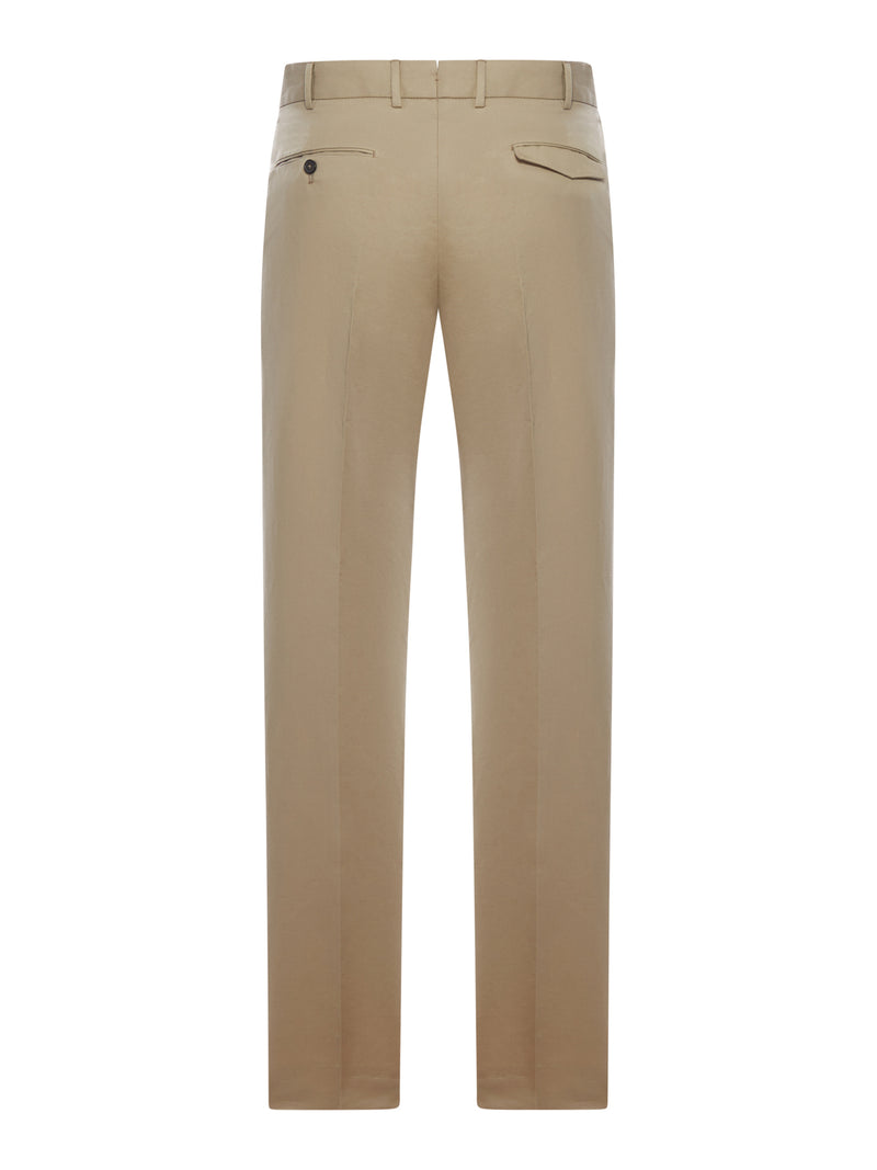 TAILORED TROUSERS IN LINEN AND COTTON BLEND