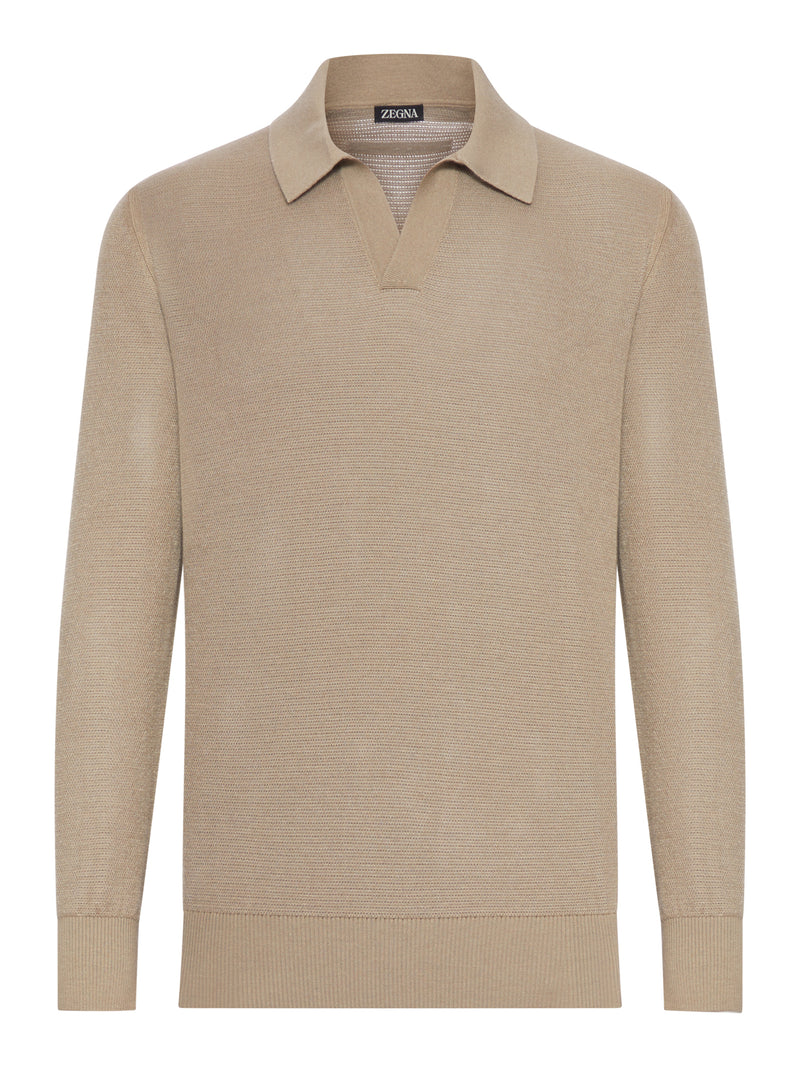 MÉLANGE CASHMERE AND SILK POLO SHIRT