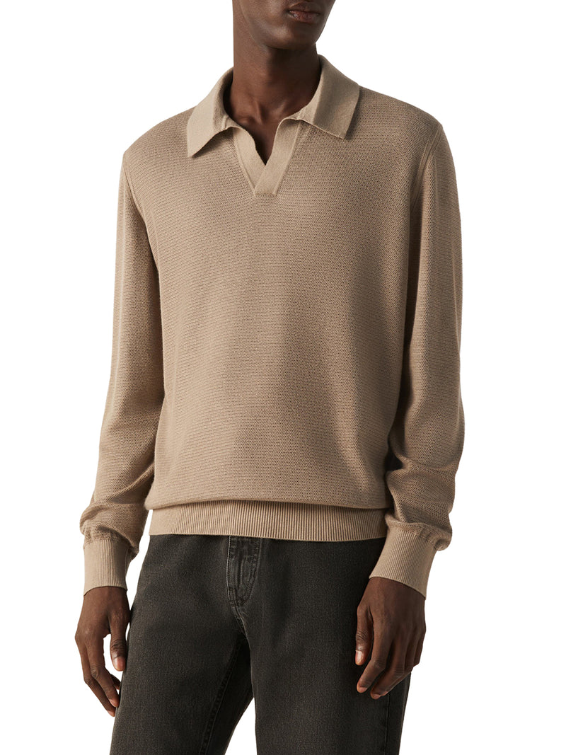 MÉLANGE CASHMERE AND SILK POLO SHIRT