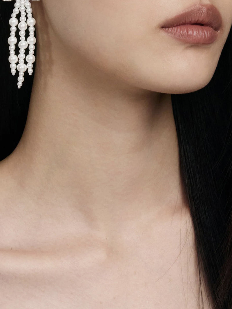 PEARL BOW CASCADE EARRINGS