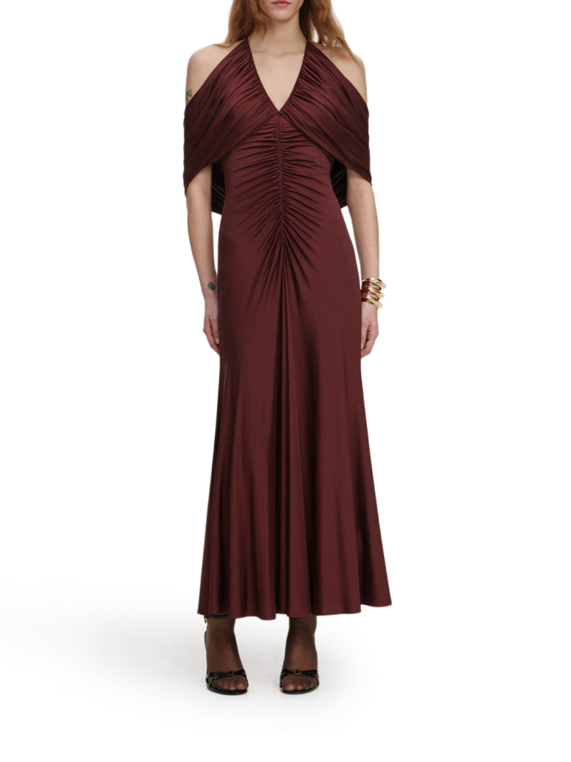 JERSEY DRAPE MIDI DRESS
