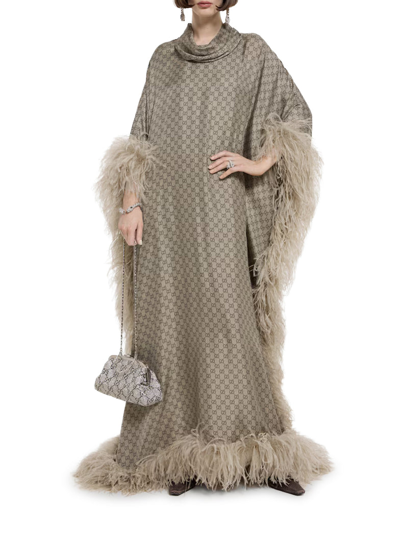 LONG PRINTED SILK TWILL DRESS