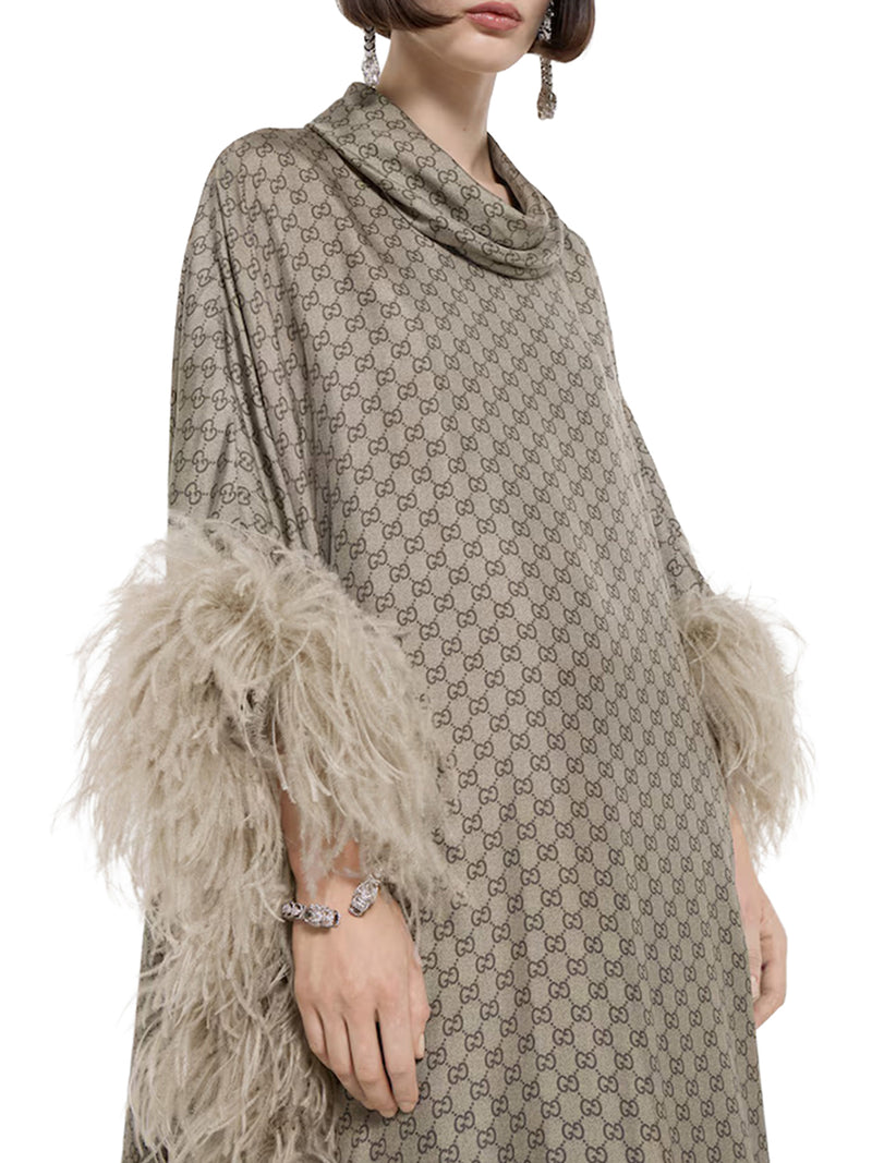 LONG PRINTED SILK TWILL DRESS