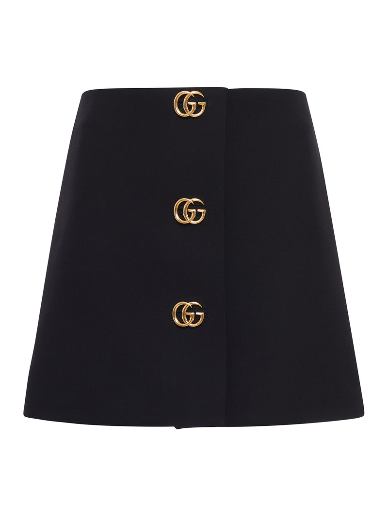 WOOL CREPE SKIRT WITH DOUBLE G BUTTON