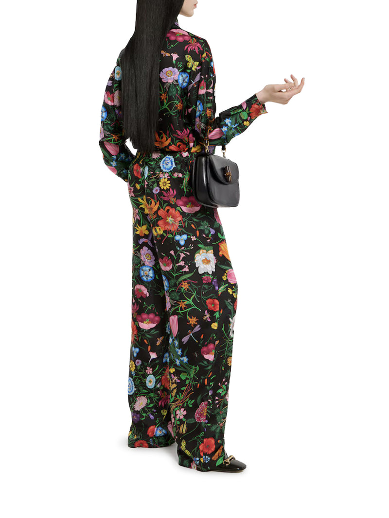 PRINTED SILK TWILL TROUSERS