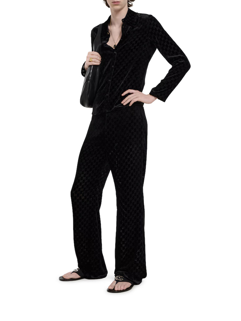 GG STRETCH DÉVORÉ VELVET TROUSERS