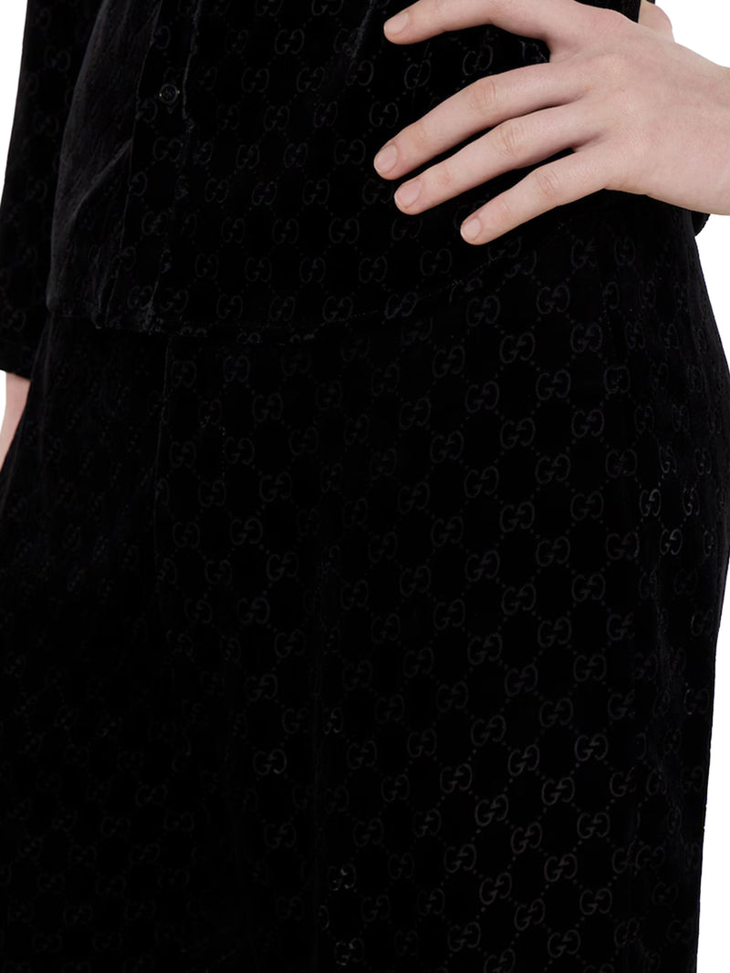 GG STRETCH DÉVORÉ VELVET TROUSERS